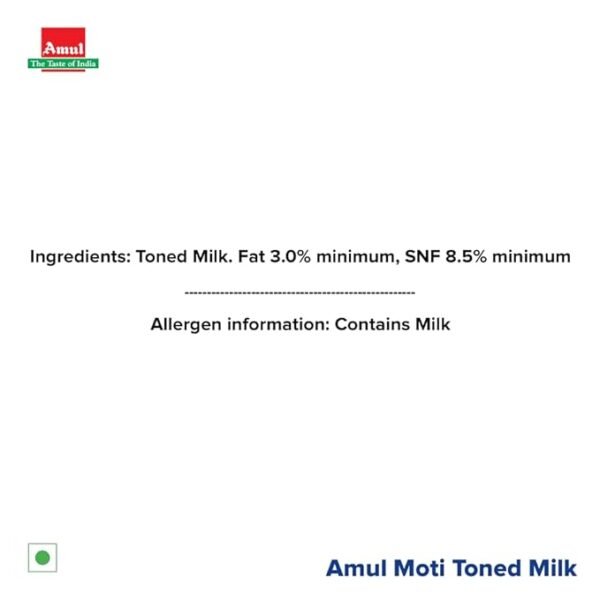 Amul Moti Homogenized Toned Milk, 450 ml Pouch - Image 7